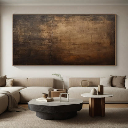 Minimalist Canvas Art Brown Textured Abstract Art HS623