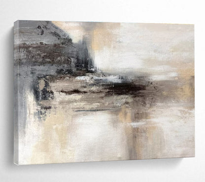 Modern Art Abstract Paintings: Neutral Tones Misty Landscape Abstract Painting WB347