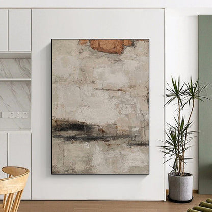 Hand-Painted Beige & Gray Textured Abstract, Acrylic Modern Art Painting HS301
