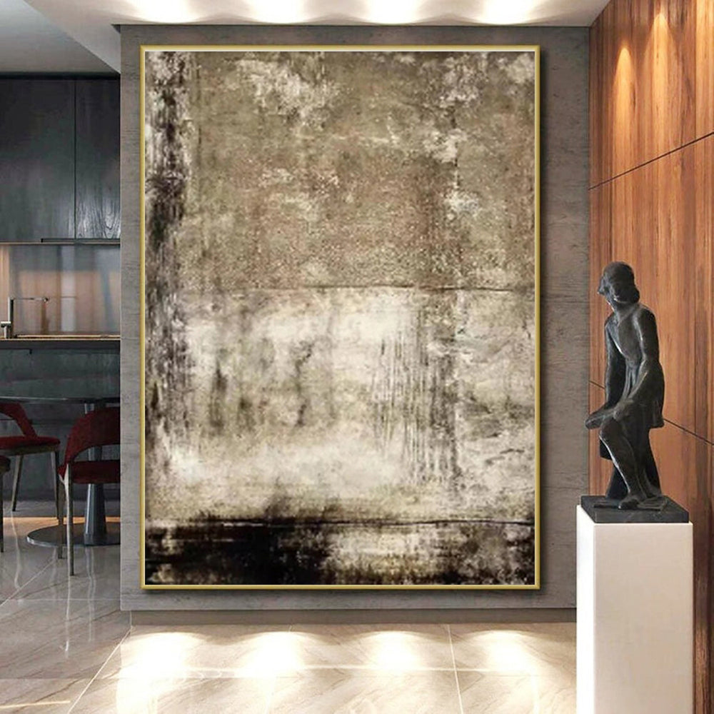 Hand Painted Art with Brown, Beige, Black and Gray Colors, Textured Abstract Theme HS490