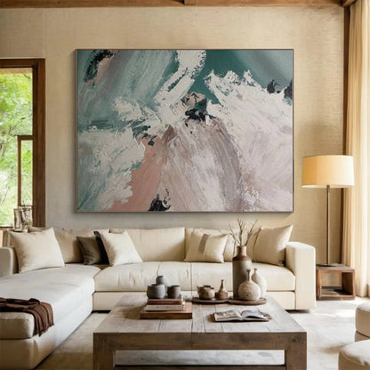 Hand-Painted Art with Green, Black, Brown and Red Colors, Abstract Energetic Theme HS491