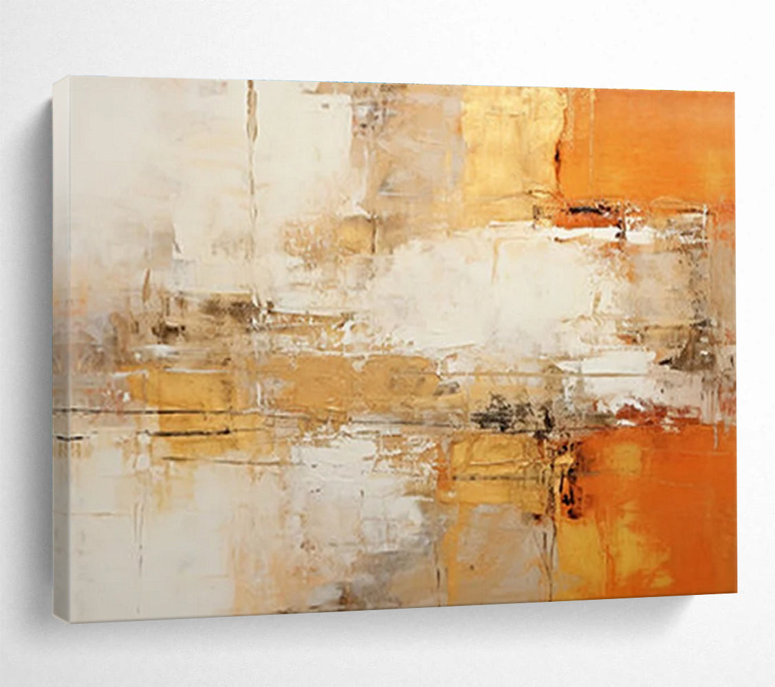 Oversized Canvas Art Multicolor Abstract Golden and Orange Painting WB210