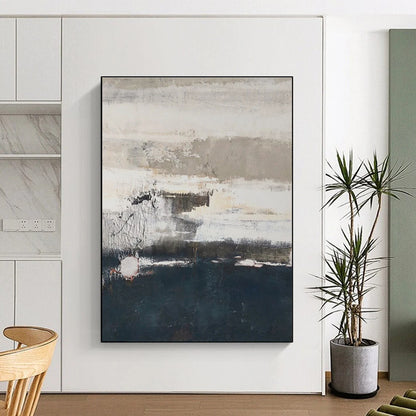 Unique Abstract Art Gray & Black Textured Abstract, Large Contemporary Wall Art HS322