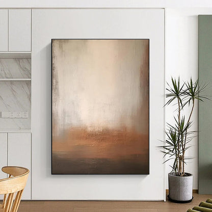 Minimalist Canvas Art with Beige, Brown and Gray Colors, Abstract Landscape Theme HS480