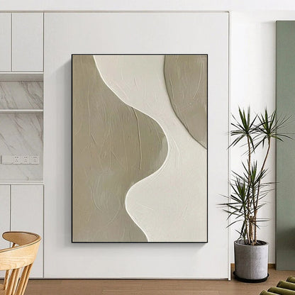 Minimalist Canvas Art Beige and White Textured Abstract Painting On Canvas HS812