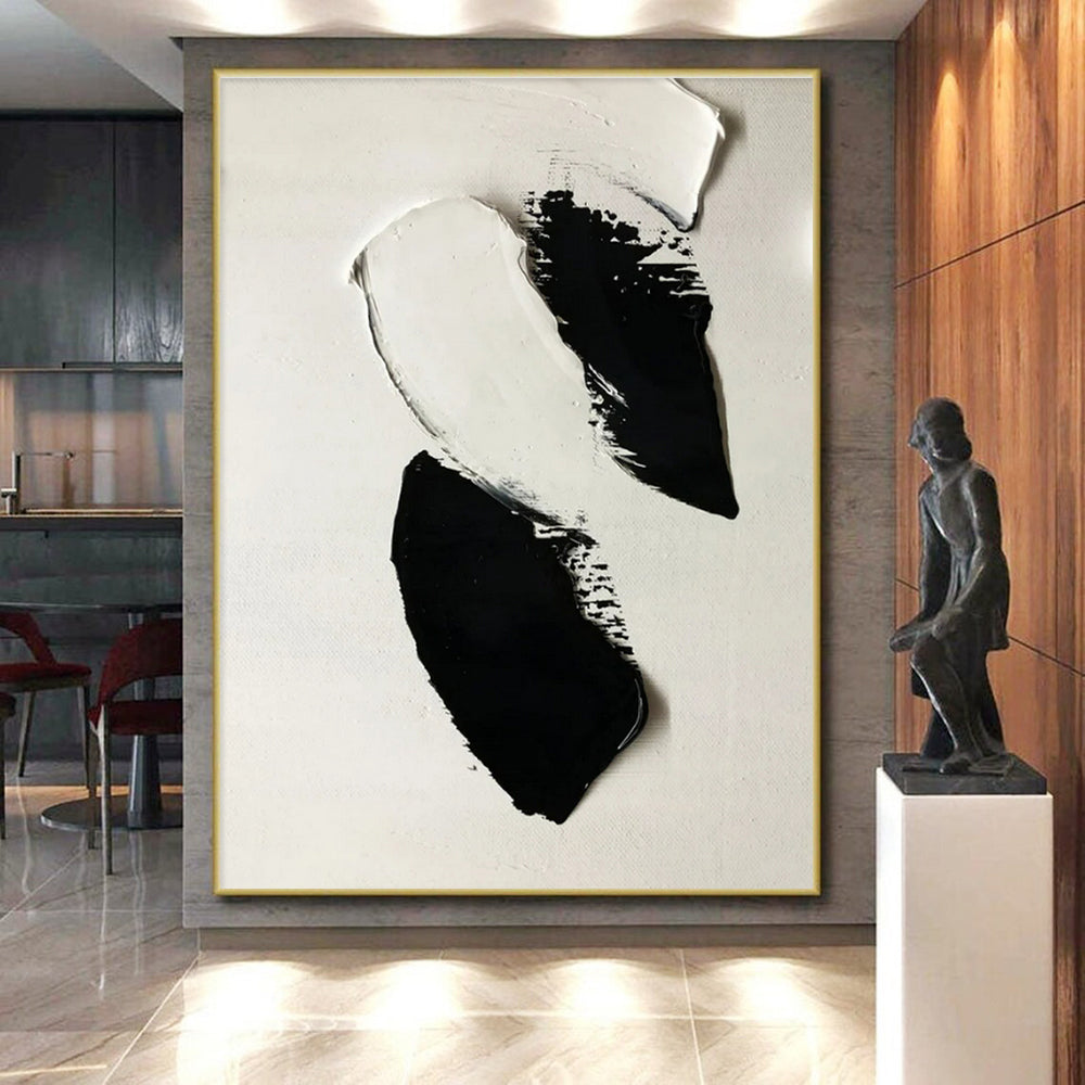 Black and White Textured Abstract Acrylic Painting HS564