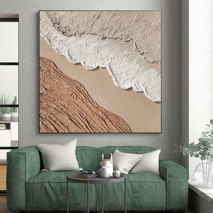 Handmade Art Textured Neutral Tones Landscape-Inspired Abstract Art, Large Contemporary Wall Art HS553