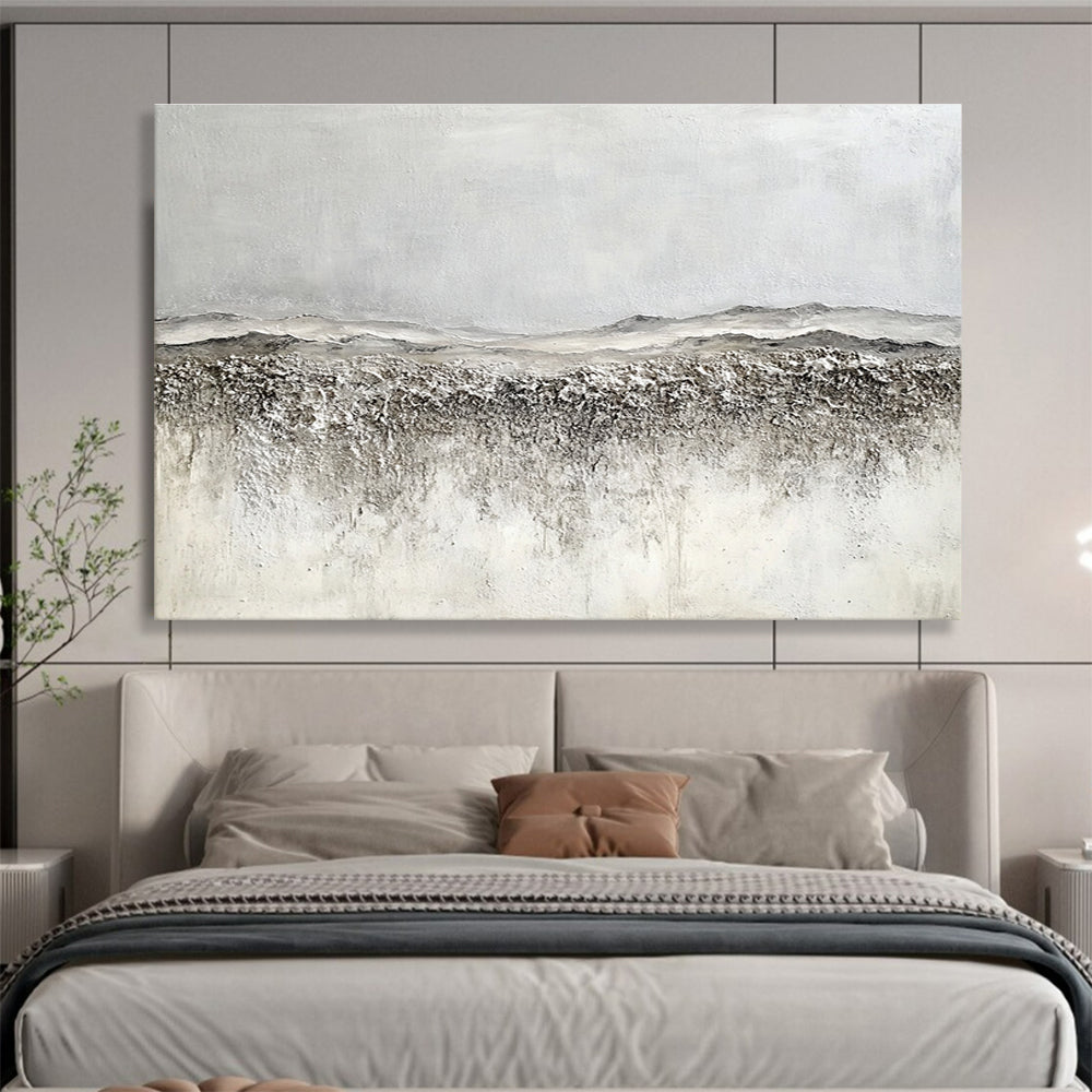 Horizontal Gray Textured Landscape Abstract Painting WB253