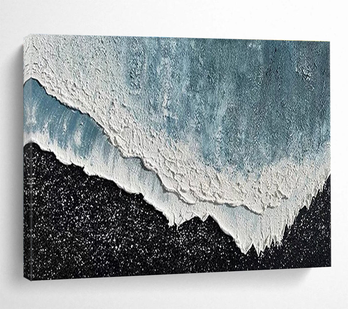 Oversized Canvas Art in Blue and Black Textured Abstract Style WB222