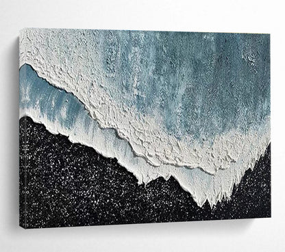 Oversized Canvas Art in Blue and Black Textured Abstract Style WB222