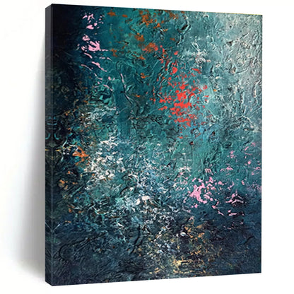 Unique Abstract Art Teal, Pink & Orange Textured Abstract, Large Contemporary Wall Art HS275