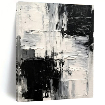 Minimalist Canvas Art Black and White Textured Abstract Art HS733