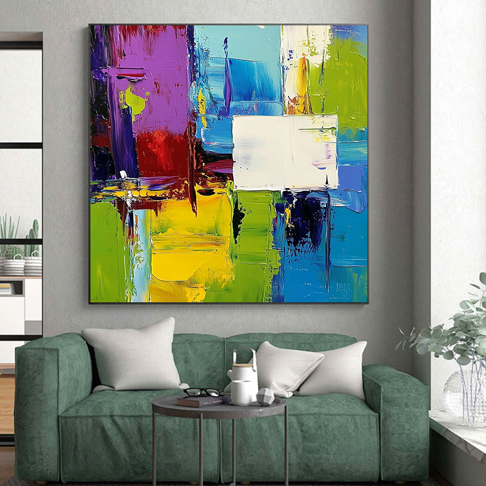 Unique Abstract Art Multicolor Abstract Shape Painting For Sale HS133