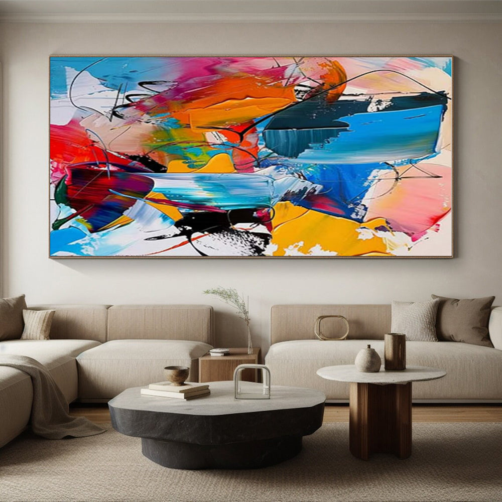 Oversized Abstract Wall Art Colorful Expressive Abstract Art, Acrylic Modern Art Paintings HS558