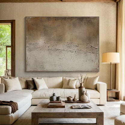 Horizontal Brown and Beige Textured Abstract Art WB227