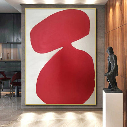 Cool Abstract Paintings Red and White Organic Abstract Art HS644