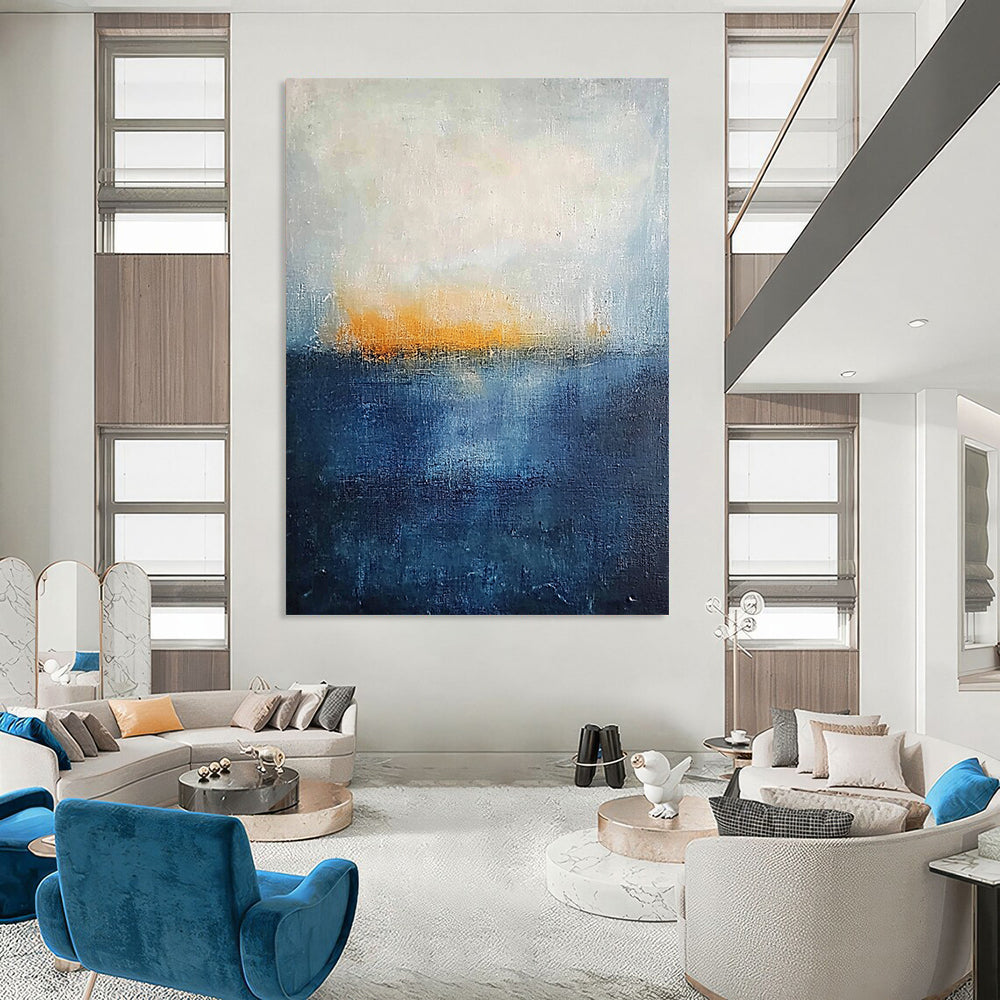 Blue, White Abstract Seascape Art For Bathroom and Coastal-Themed Living Room WS430