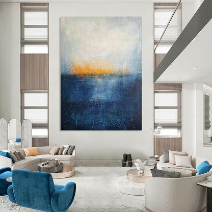 Blue, White Abstract Seascape Art For Bathroom and Coastal-Themed Living Room WS430