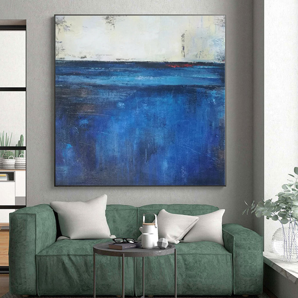 Acrylic Modern Art Paintings Blue Abstract Seaside Painting For Sale HS096