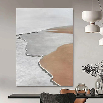 Gray and Beige Textured Geometric Abstract Painting For Sale Online WS467
