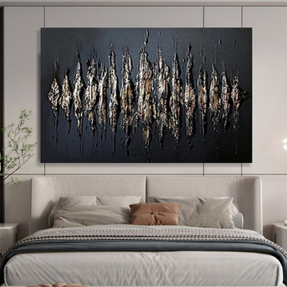 Black, Gold Textured Abstract Acrylic Painting WB032