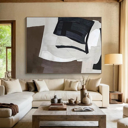 Minimalist Canvas Art with Gray, Black and White Colors, Abstract Rain Theme HS493