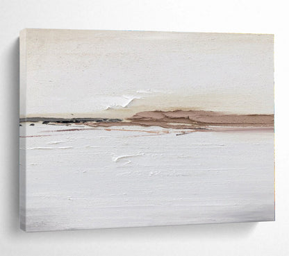 Oversized Canvas Art Beige and Brown Abstract Textured Painting WB156