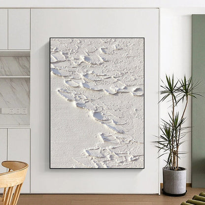Minimalist Canvas Art White Textured Abstract Art HS744