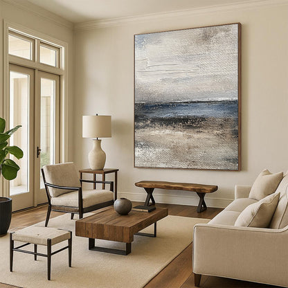 Hand-Painted Neutral Tones Seaside Abstract Art HS171