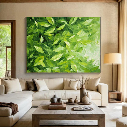 Hand-Painted Green Leafy Abstract, Acrylic Modern Art Painting HS341