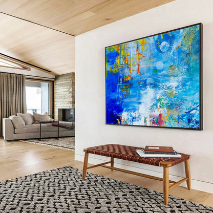 Big Size Blue, Yellow and Red Abstract Surreal Painting WB105