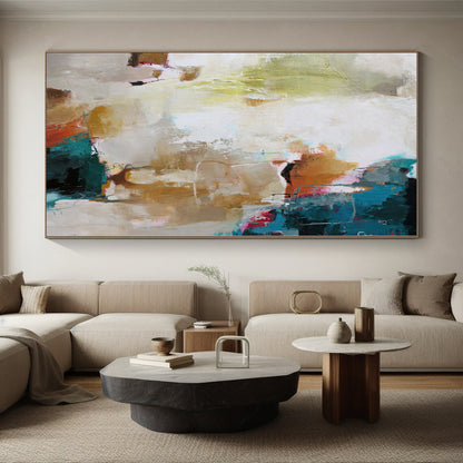 Hand-Painted Multicolor Abstract Expressionist Painting For Sale HS012