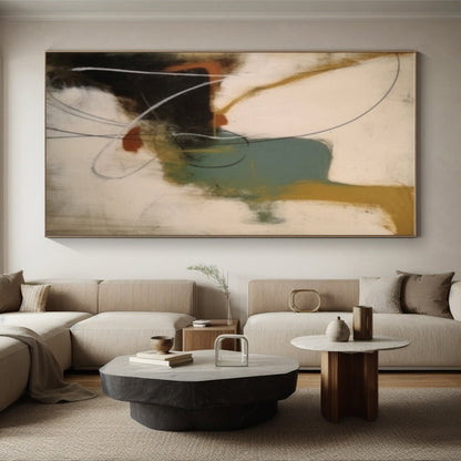 Hand-Painted Multicolor Gestural Abstract, Acrylic Modern Art Paintings HS266