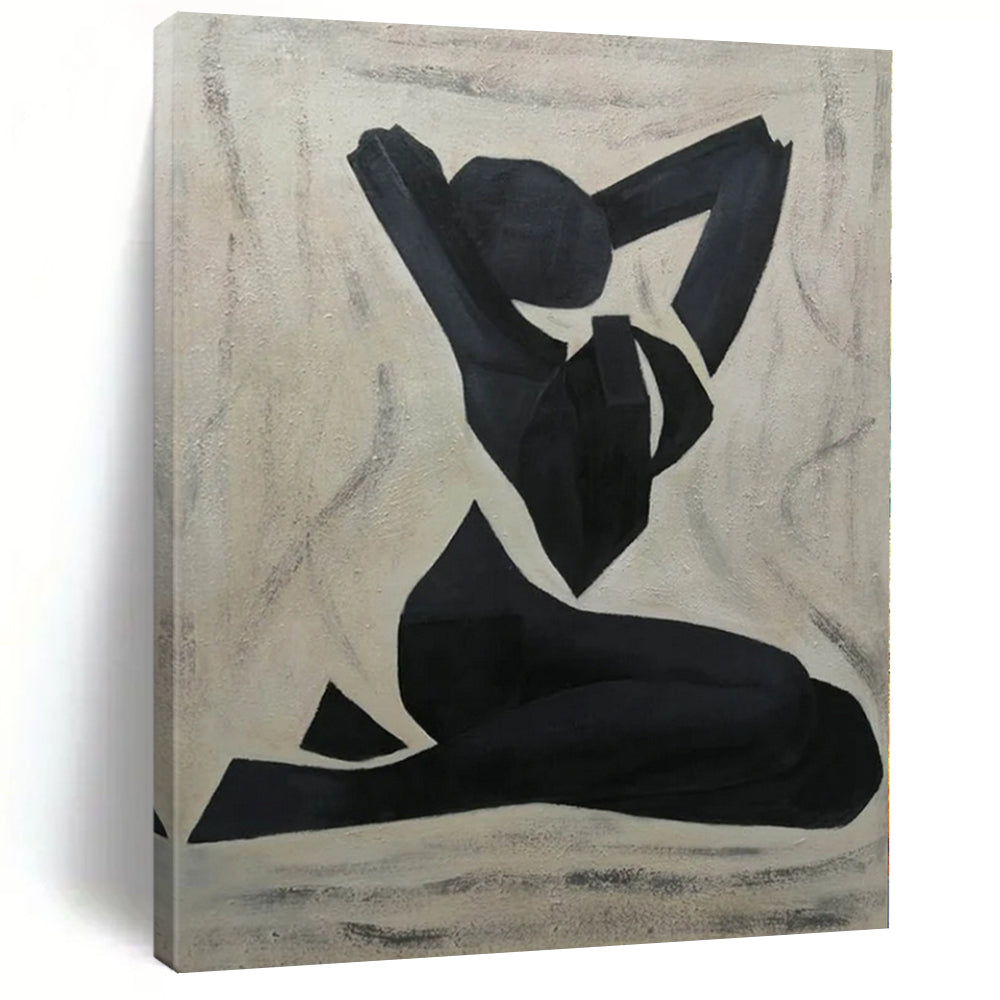 Black, Beige Abstract Figurative Art For Living Room and Art Studio WS425
