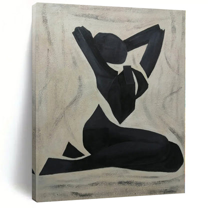Black, Beige Abstract Figurative Art For Living Room and Art Studio WS425
