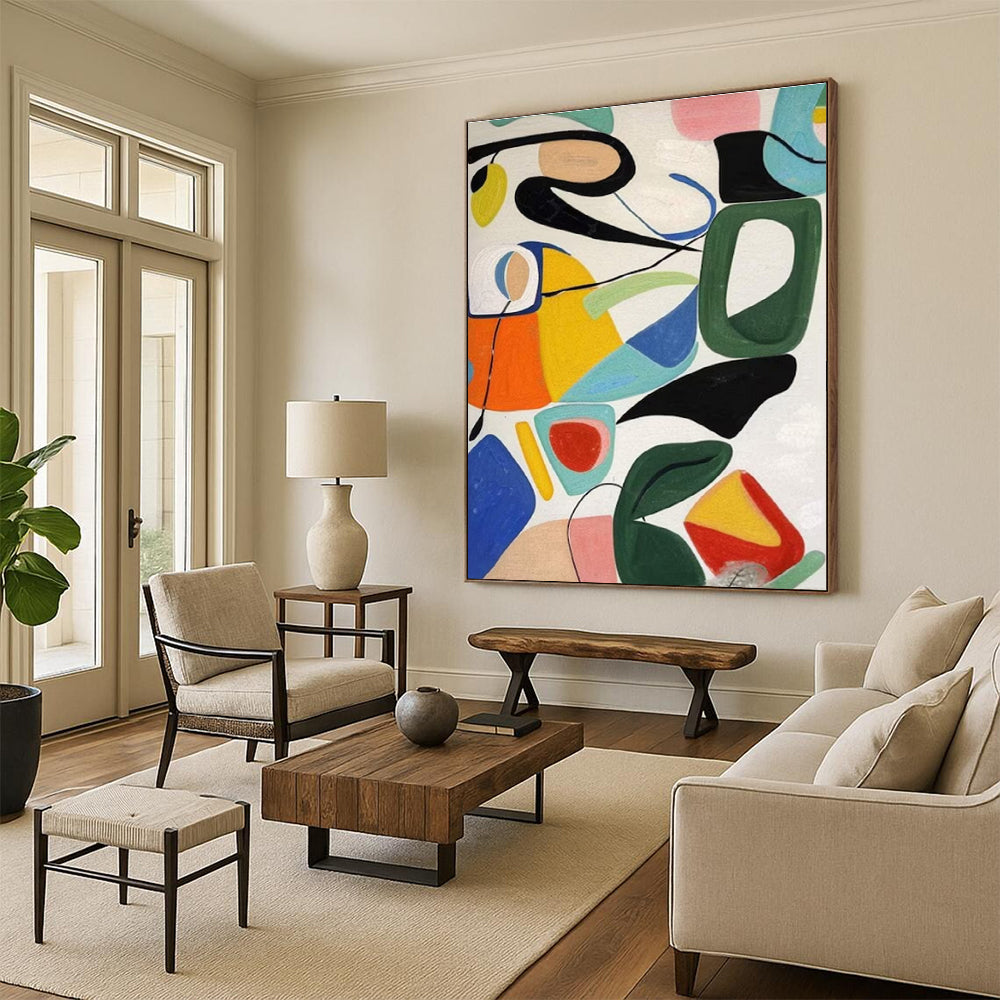 Multicolor Geometric Shapes Abstract Painting For Sale Online WS475