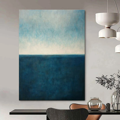 Blue and White Abstract Seaside Painting For Sale WS515