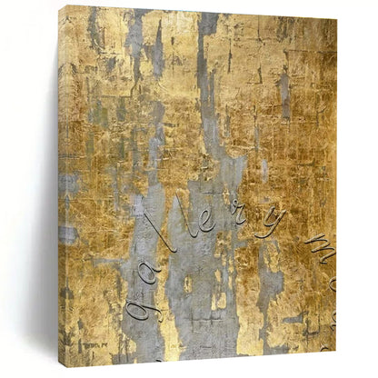 Unique Abstract Art Gold and Gray Textured Abstract Painting HS606