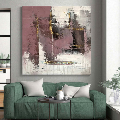 Hand-Painted Purple, White & Gold Textured Abstract, Acrylic Modern Art Painting HS421