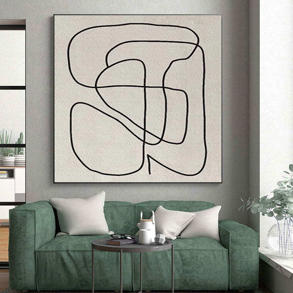 Hand Painting Single Line Abstract Art, Minimalist Canvas Art HS557