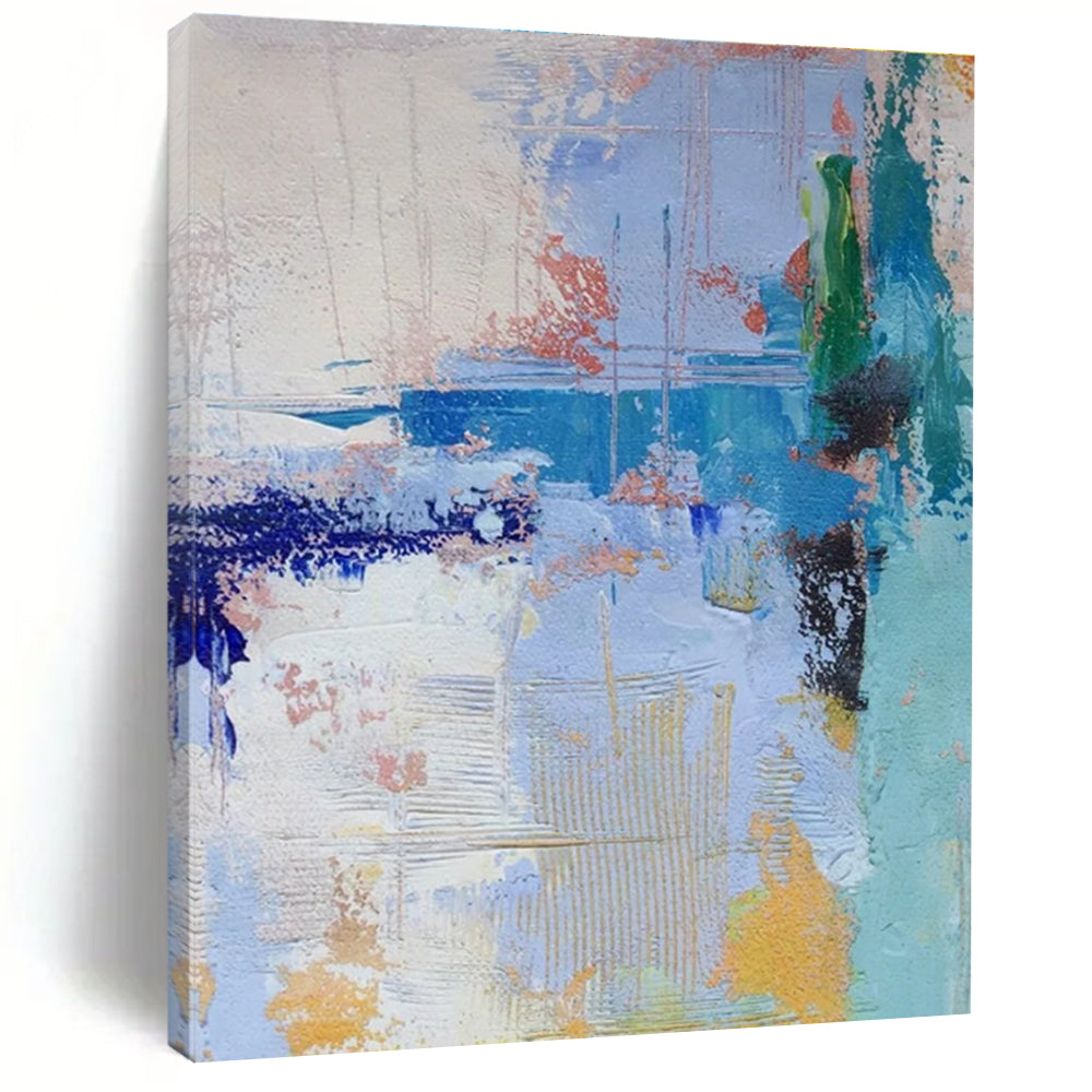 Gaint Canvas Art Multicolor Gestural Abstract, Oversized Abstract Wall Art HS358