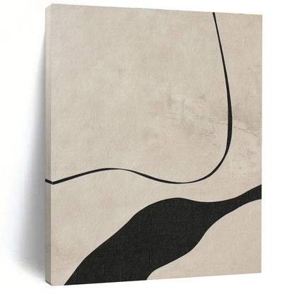 Handmade Art Black & Beige Line Abstract, Minimalist Canvas Art HS368