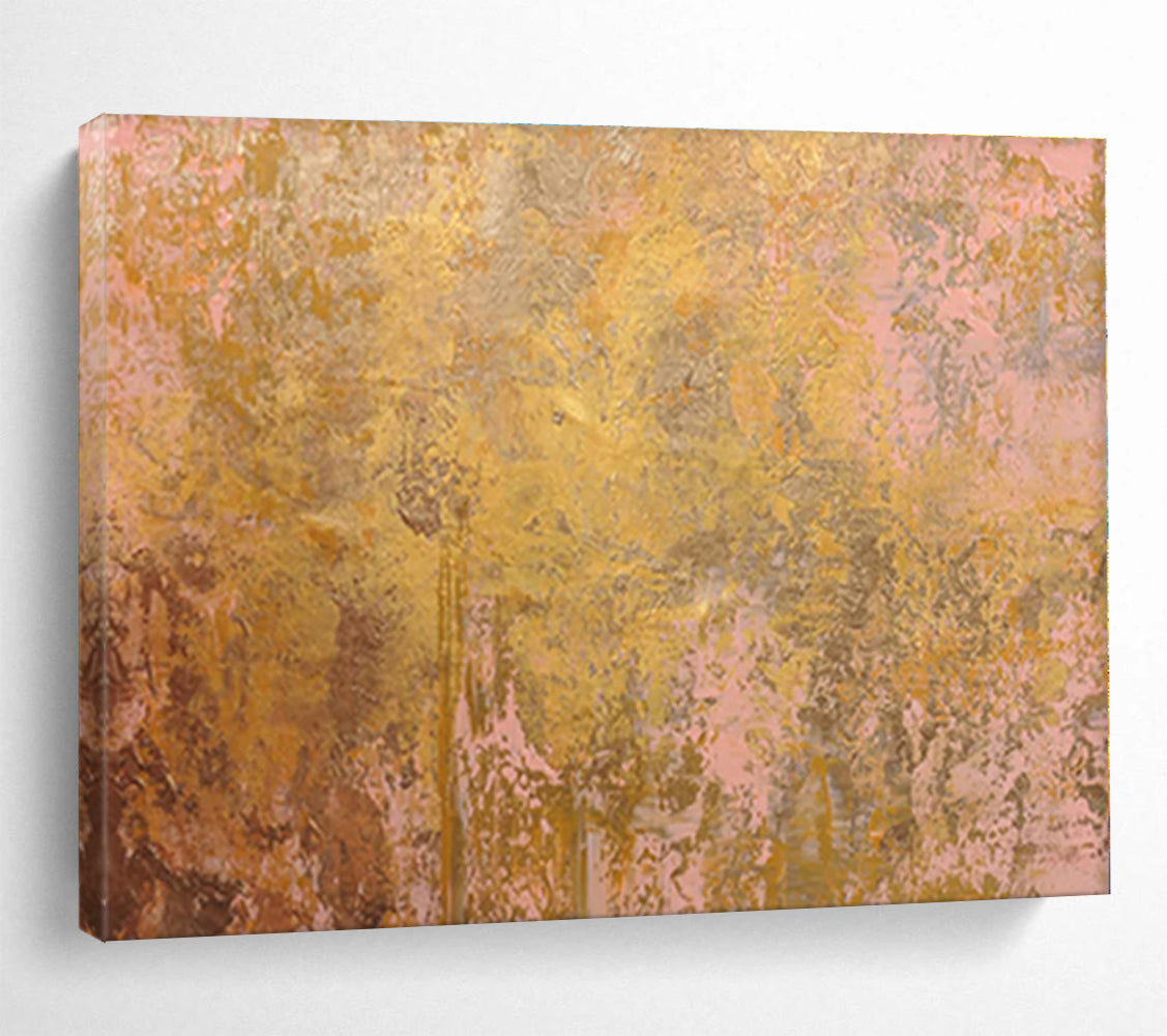 Gold, Pink, Brown Abstract Textured Acrylic Painting WB019