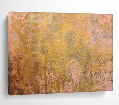 Gold, Pink, Brown Abstract Textured Acrylic Painting WB019