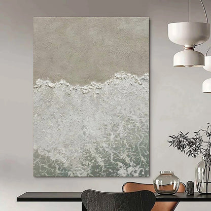 Green, Gold, and Gray Abstract Seaside Painting For Sale Online WS480
