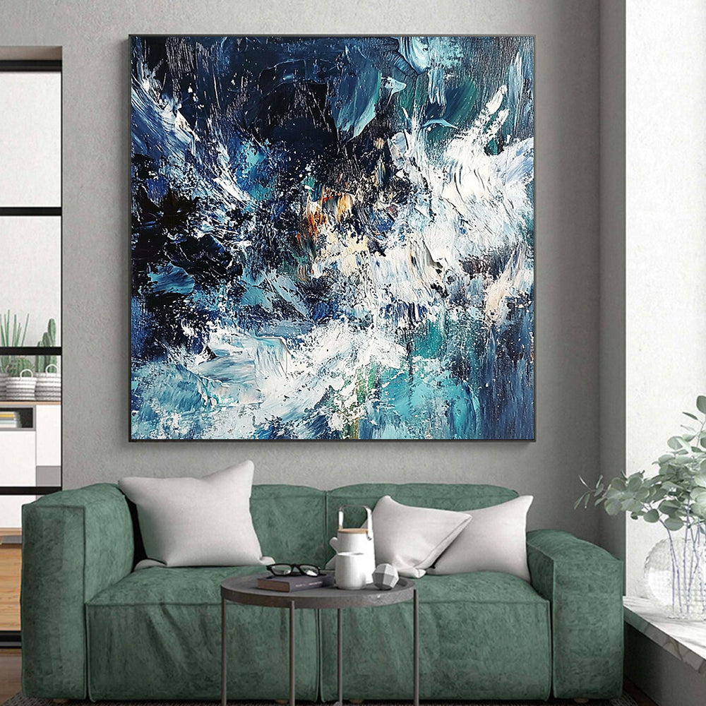 Acrylic Modern Art Paintings Blue Abstract Seaside Painting For Sale HS125