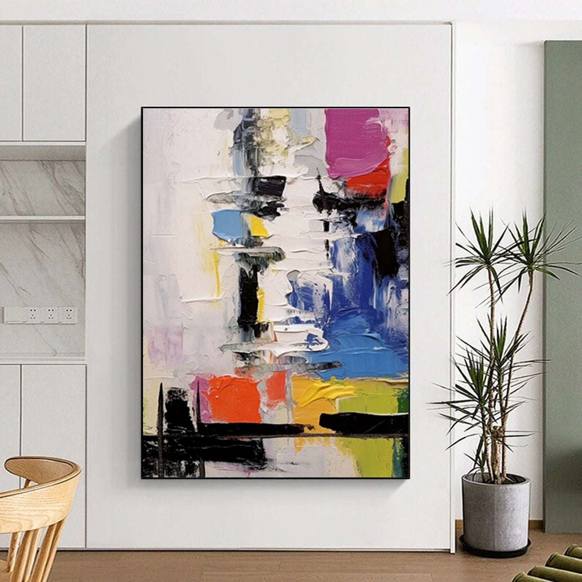 Large Painting In Living Room Colorful Textured Abstract Art, Modern Art Acrylic HS559