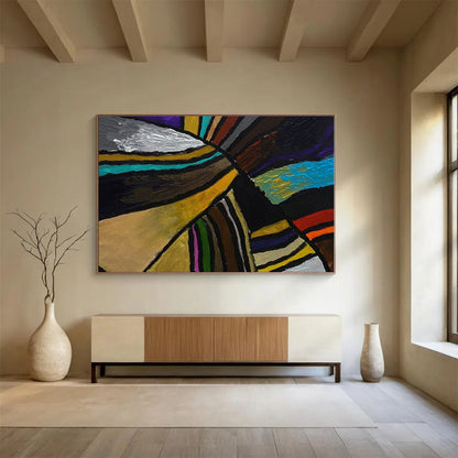 Multicolor Geometric Shapes Abstract Acrylic Painting WB011