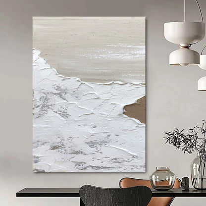 White, Beige Abstract Textured Art For Living Room and Bathroom WS457