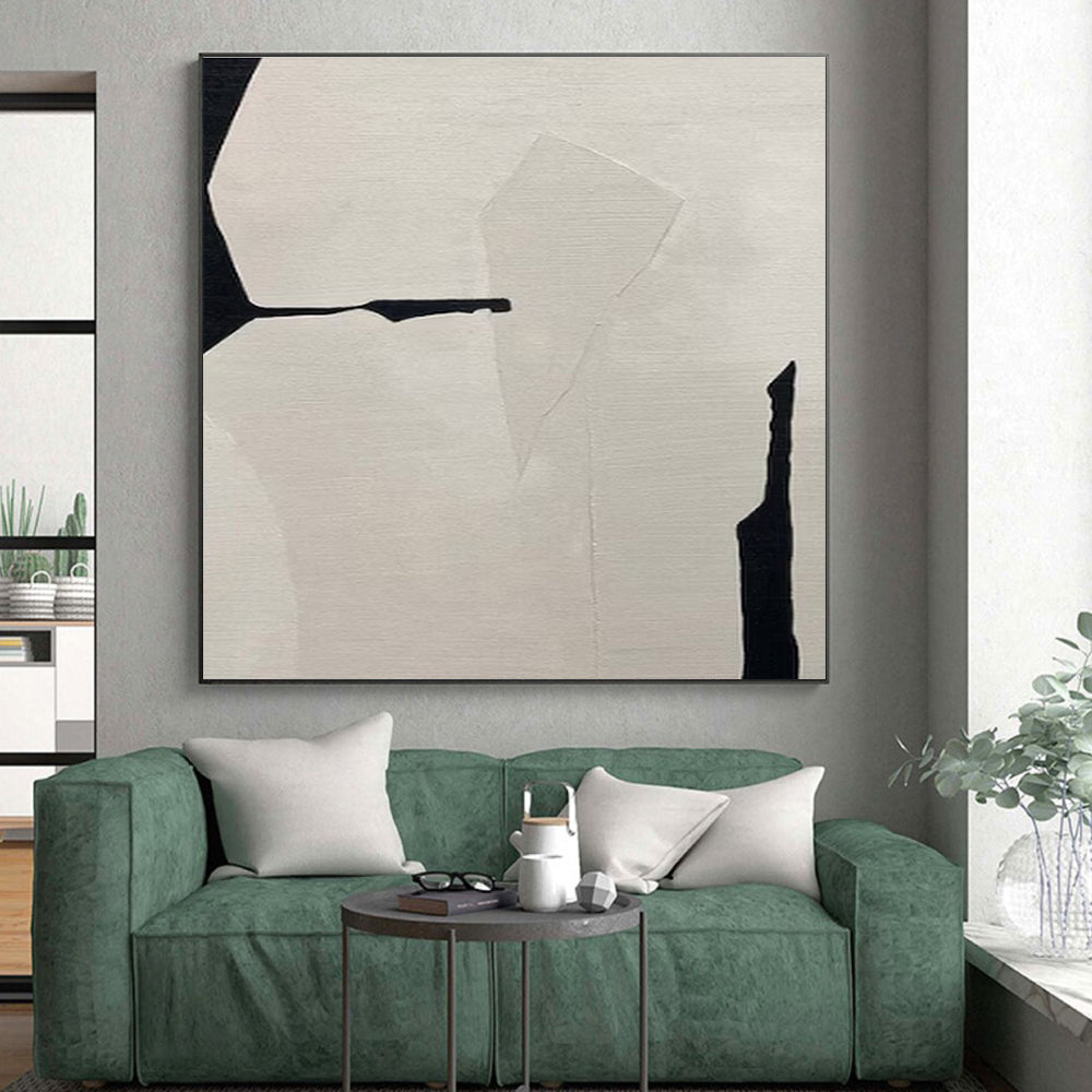 Minimalist Canvas Art Black and White Geometric Abstract Painting On Canvas HS794